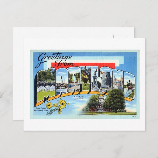 ヴィンテージ　メリーランドからのご挨拶 トラベルポスター ポストカード (正面/裏面)