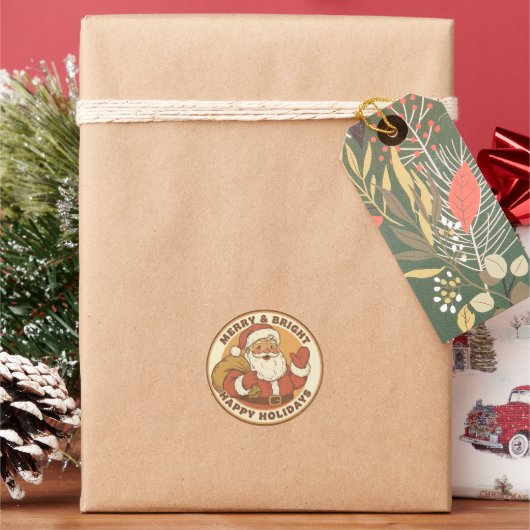 ヴィンテージ メリー&ブライト クリスマス ラウンドシール (クリスマス)