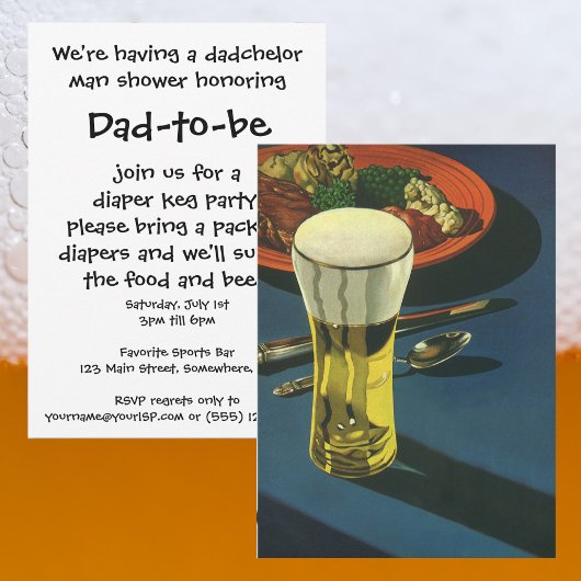 ヴィンテージ メンズ ベイビー シャワー ダッドチェラー パーティー インビテーション