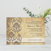 ヴィンテージ モカ フラワー スワール ウェディング インビテーション (スタンド正面)