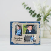 ヴィンテージ モダン 3 枚の写真を使った卒業発表 案内状 (スタンド正面)