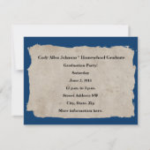 ヴィンテージ モダン 3 枚の写真を使った卒業発表 案内状 (裏面)