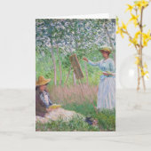 ヴィンテージ モネ 斑点の太陽光の森の芸術 カード (黄色い花)