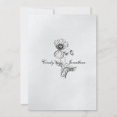ヴィンテージ モノクロ ボタニカル ウェディング セーブザデート (裏面)