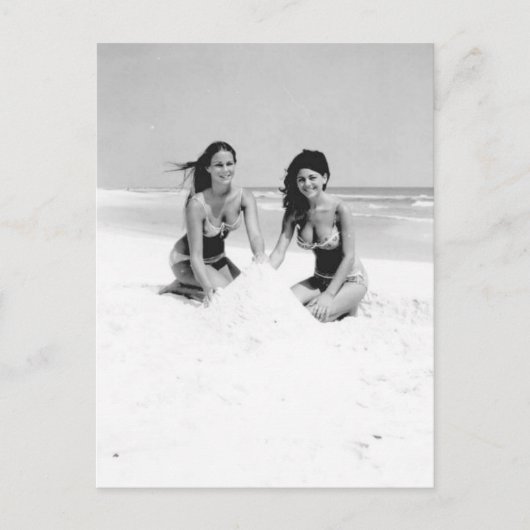 ヴィンテージ モノクロ 写真 フロリダ ビキニ ガール ポストカード (正面)