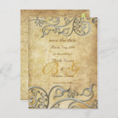 ヴィンテージ、モノグラム銀スワール/薄紫 案内ポストカード (正面/裏面)