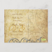 ヴィンテージ、モノグラム銀スワール/薄紫 案内ポストカード (裏面)