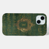 ヴィンテージ モノグラム クラウン ミュージック 手書き譜 緑 ゴールド Case-Mate iPhoneケース (裏面 (横))