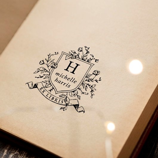 ヴィンテージ モノグラム クレスト エクス ライブリス オーダーメイド 名前入り 本 セルフインキングスタンプ