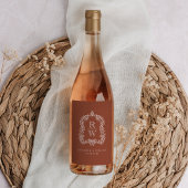 ヴィンテージ モノグラム クレスト ネーム テラコッタ ウェディング ワインラベル