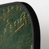 ヴィンテージ モノグラム クレスト 音楽原稿 緑 金 ピックルボールラケット (左詳細)