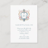 ヴィンテージ モノグラム フラワー クレスト ウェディング QR コード エンクロージャーカード (正面)