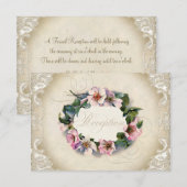 ヴィンテージ モノグラム レース ワイルド ピンク ローズ スワール フォーマル エンクロージャーカード (正面/裏面)