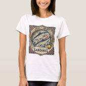 ヴィンテージ モロッコ サーディン缶 レトロ 海岸の魚 Tシャツ (正面)