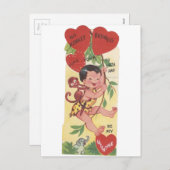 ヴィンテージ「モンキービジネス」バレンタイン シーズンポストカード (正面/裏面)