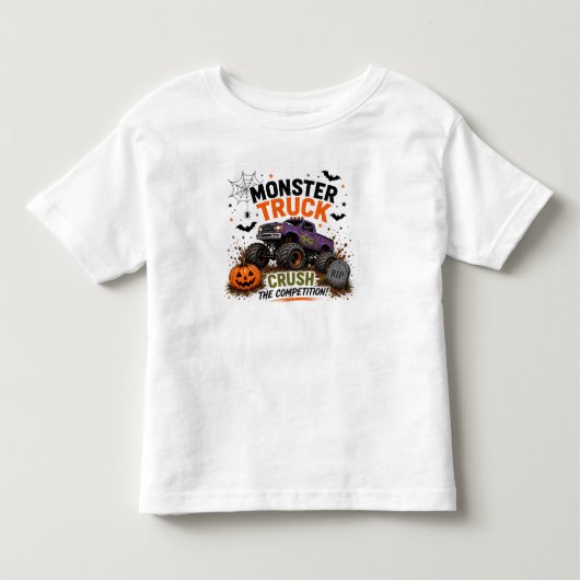 ヴィンテージ モンスタートラック ハロウィン トドラーTシャツ (正面)