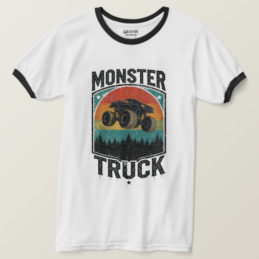 ヴィンテージ モンスタートラック 日没 Tシャツ ボーイズ メンズ  (デザイン正面)