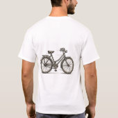 ヴィンテージ モーション: レトロ自転車 ラインアート Tシャツ (裏面)