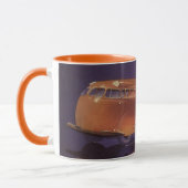 ヴィンテージ モーター マガジン カバー、未来的シティ カー マグカップ (左)