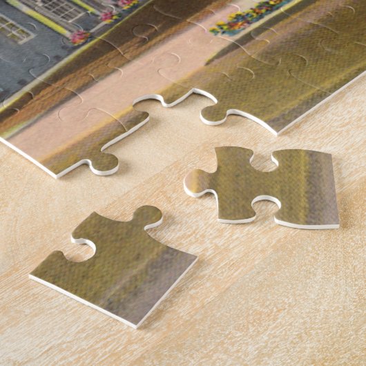 ヴィンテージ モーテル、 ゴールデン ウェスト ロッジ ホテルとパームの木 ジグソーパズル (側面)