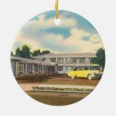 ヴィンテージ モーテル、 ゴールデン ウェスト ロッジ ホテルとパームの木 セラミックオーナメント (裏面)