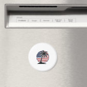 ヴィンテージ ヤシの木 アメリカ国旗 サマーTシャツ_1 マグネット (インサイチュ (食洗機))
