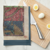 ヴィンテージ(ユダヤ教)メノラー、ライトのフェスティバルハッピーハヌカー キッチンタオル (四つ折り)