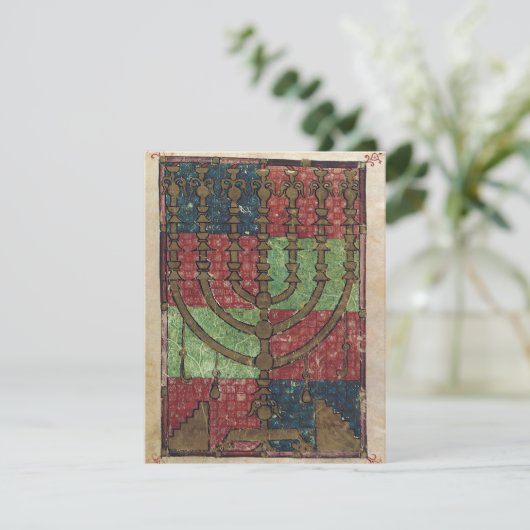 ヴィンテージ(ユダヤ教)メノラー、ライトのフェスティバルハッピーハヌカー シーズンカード (スタンド正面)