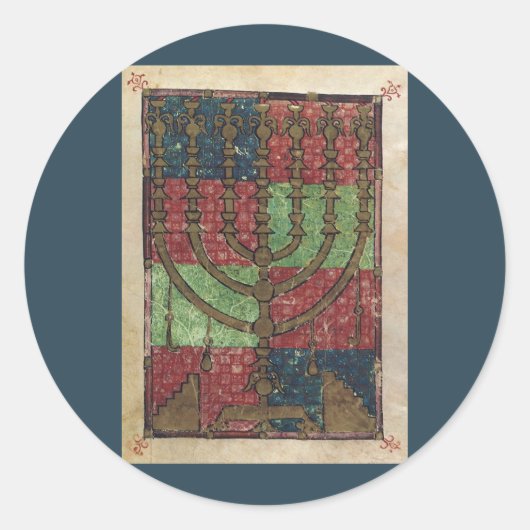 ヴィンテージ(ユダヤ教)メノラー、ライトのフェスティバルハッピーハヌカー ラウンドシール (正面)