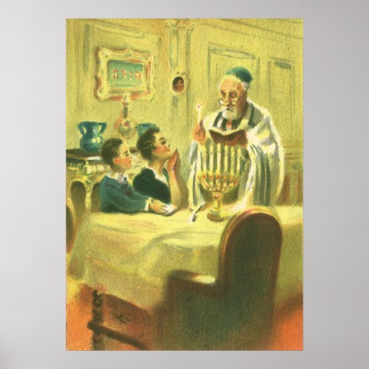 ヴィンテージ、ユダヤ教、照明（ユダヤ教）メノラー ポスター (正面)