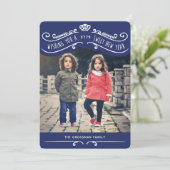 ヴィンテージ ユダヤ教 甘い新年の写真カード – 青 シーズンカード (スタンド正面)