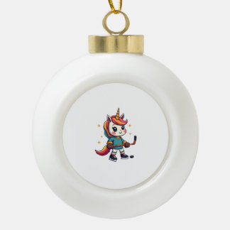 ヴィンテージ ユニコーン ホッケー カートゥーン かわいい 虹 アイススケート セラミックボールオーナメント