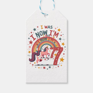 ヴィンテージ ユニコーン 誕生日 Tシャツ 6歳 7歳 ギフトタグ