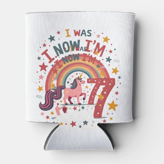 ヴィンテージ ユニコーン 誕生日Tシャツ 6歳 7歳 缶クーラー (正面)
