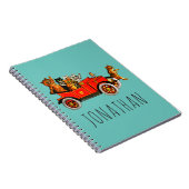 ヴィンテージ ユニークな漫画の猫たち 子猫たち クラシックカー ノートブック (右側)