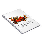 ヴィンテージ ユニークな漫画の猫 子猫 クラシック カー ノートブック (右側)