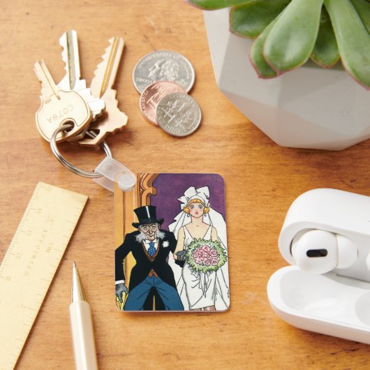 ヴィンテージ ユニークな結婚式、歳の差カップル キーホルダー (デスク)