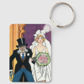 ヴィンテージ ユニークな結婚式、歳の差カップル キーホルダー (裏面)