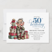 ヴィンテージ ユニーク オールドマン 50歳 バースデー ユーモア 誕生日 招待状 (正面)