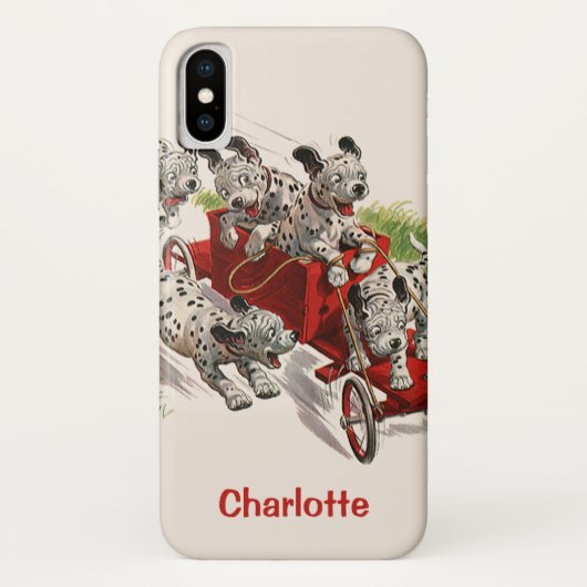 ヴィンテージ+ユーモア かわいいダルメシアン+子犬 消防車 Case-Mate iPhoneケース (裏面)