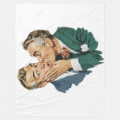 ヴィンテージ・ユーモア サプライズキス・シーン フリースブランケット (正面)
