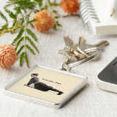 ヴィンテージ・ヨガの女性が犬のポーズを上に向ける キーホルダー (側面)