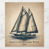 ヴィンテージ ヨット セーラー ナウチカル 戻り先住所 ワインラベル (シングルラベル)