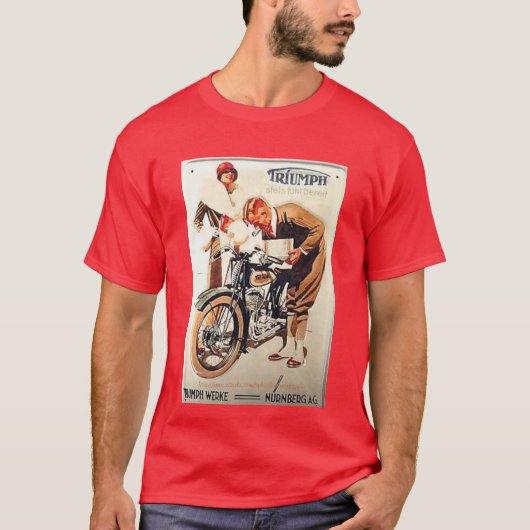 「ヴィンテージ – ヨーロッパのオートバイ広告」 Tシャツ (正面)