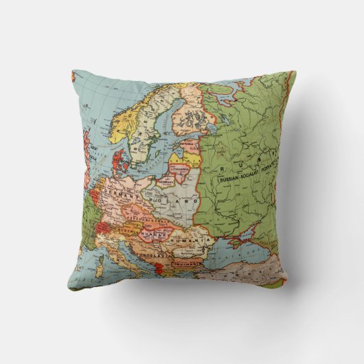 ヴィンテージ·ヨーロッパ20世紀ベーコンの標準地図 クッション (裏面)