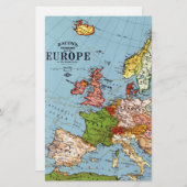 ヴィンテージ ヨーロッパ 20世紀 一般地図 便箋 (正面/裏面)