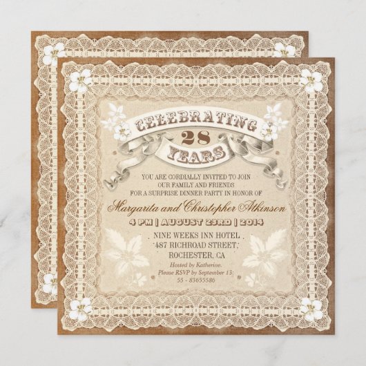 ヴィンテージ ライセ タイポグラフィック アニバーサリー インビテーションズ 招待状 (正面/裏面)