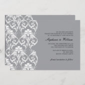 ヴィンテージ ライトグレー ウェディング インビテーション (正面/裏面)