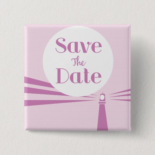 ヴィンテージ ライトハウス ウェディング Save The Date 缶バッジ (正面)