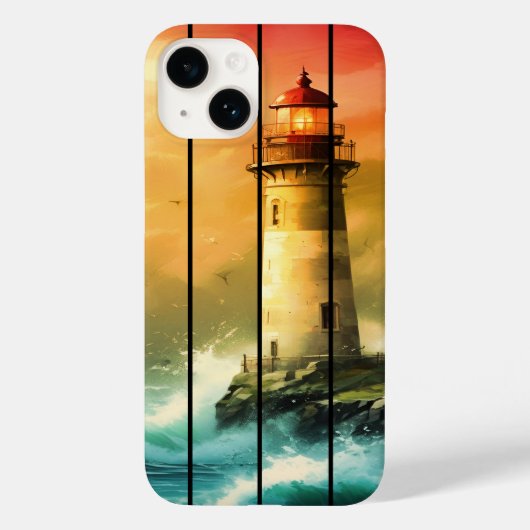 ヴィンテージ ライトハウス 海岸 海 時計 Case-Mate iPhoneケース (裏面)